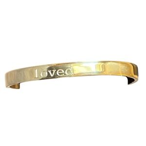 Rustic Cuff Gold Tone Loved Engraved Open Cuff Bracelet Jewelry